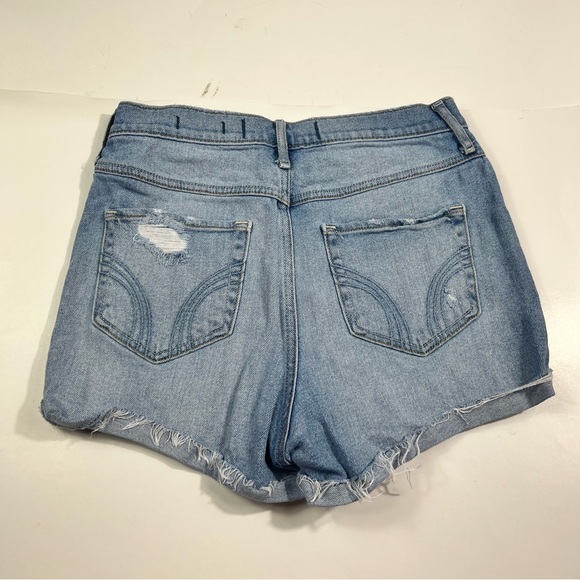 Hollister Ultra High Rise Distressed Denim Roll Hem Short Shorts Vintage Stretch - Picture 5 of 5